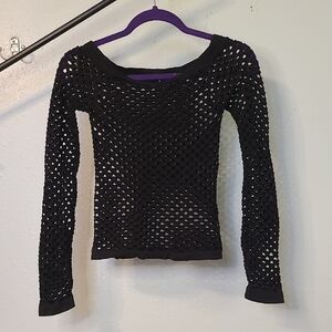 Black Cut Out Long Sleeve Blouse.